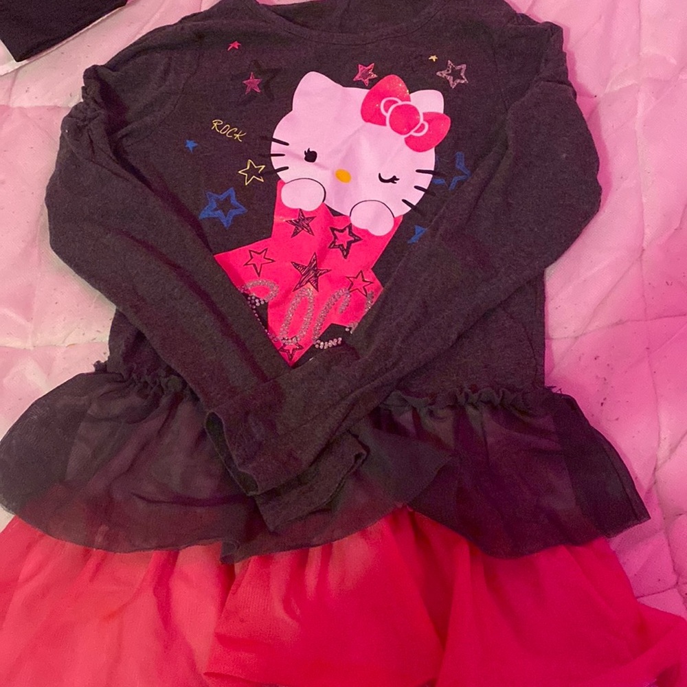Hello Kitty Dress Grey & Pink Skirt & Dress Kids L (10/12)